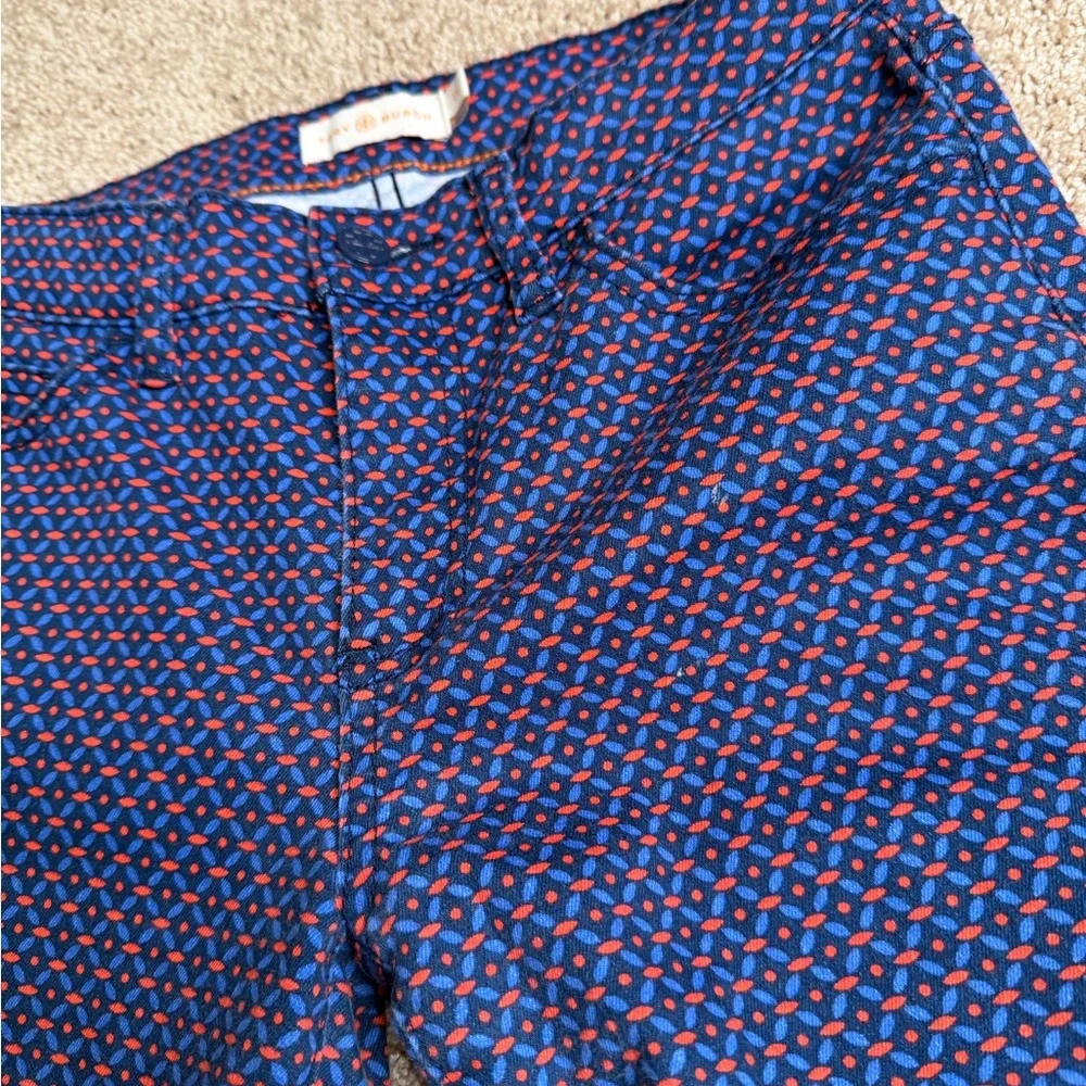 Tory Burch Navy & Orange Geometric Printed Straight Leg Pants Size‎ 24